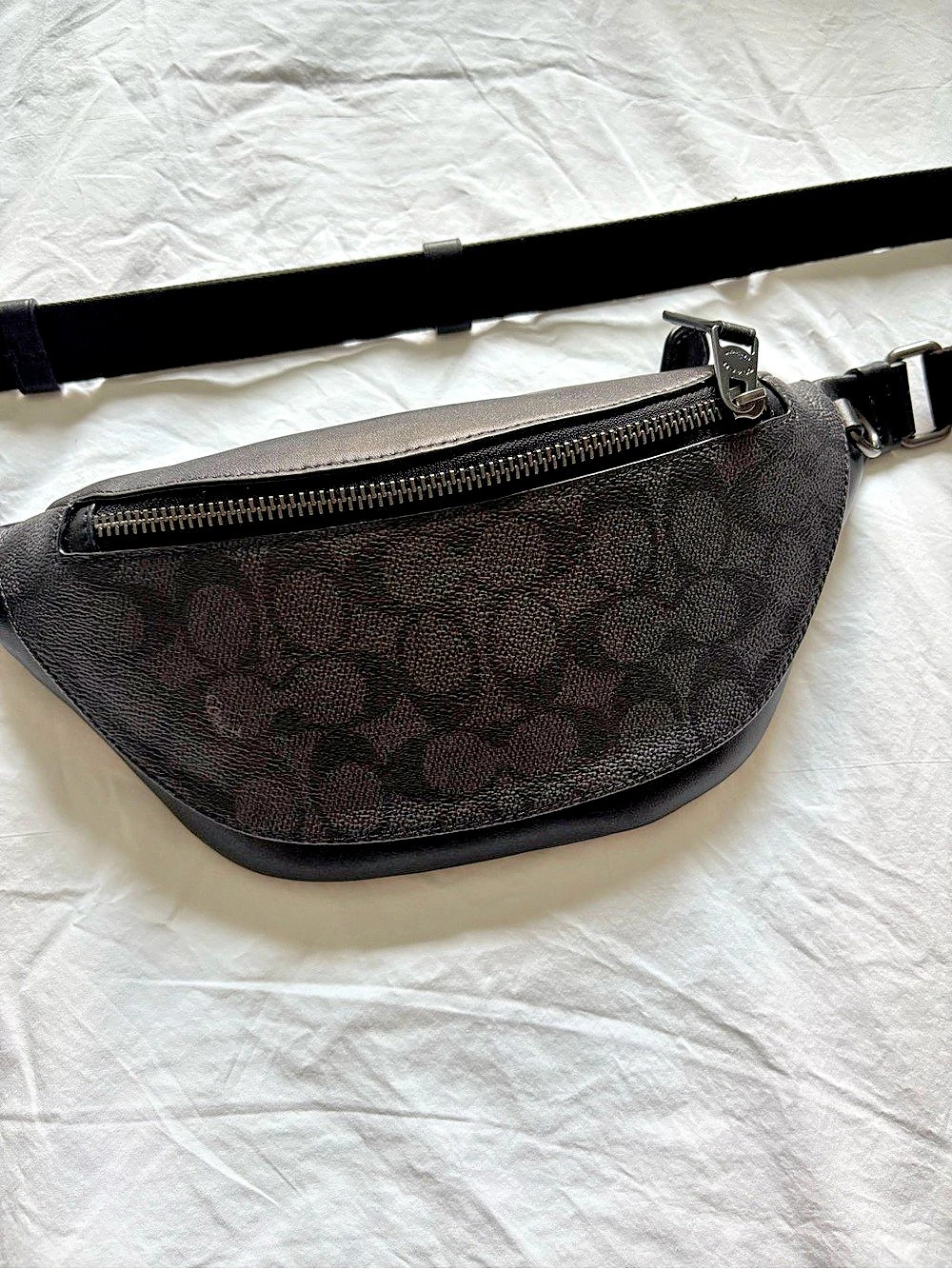 Coach Track Belt Bag In Signature Canvas Black